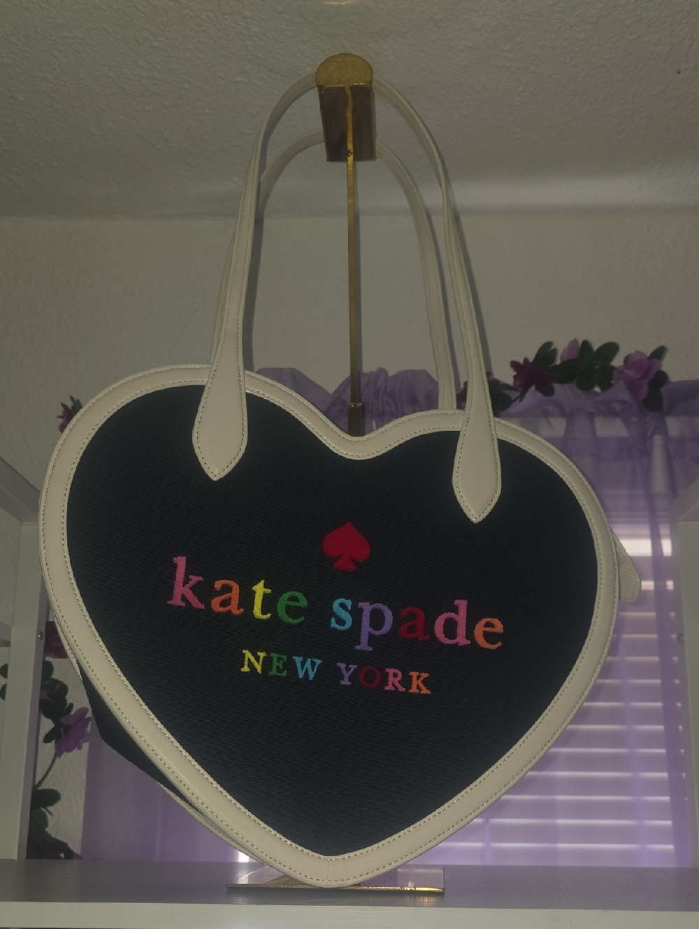 Kate Spade Dark Blue Denim Heart Tote W/ Pride Collection Multi Logo (NWT)💗🌈💙 - Picture 2 of 9